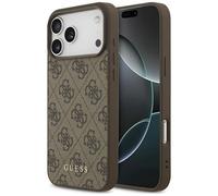 Hülle Case iPhone 17 Pro Max Guess Classic Hardcase Cuir Marron Logo Doré