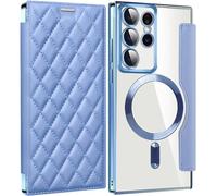Hülle Für Samsung Galaxy S25 Ultra/S25 Plus/S25, Kameraschutz Flip Leather Brieftasche Schutzhülle Unterstützt Drahtloses Aufladen Stossfest Fall, Blau, S25Plus