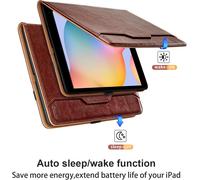 Hülle Für Samsung P620 Galaxy Tab S6 Lite 10.4" 2024/2022/2020 Sm-P620/ P625/ P610/ P613/ P615/ P619 Pu Schutzhülle Mit Tasche Auto Schlaf/Aufwach Funktion Smart Cover Mit Standfunktion - Braun
