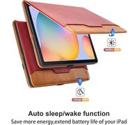Hülle Für Samsung P620 Galaxy Tab S6 Lite 10.4" 2024/2022/2020 Sm-P620/ P625/ P610/ P613/ P615/ P619 Pu Schutzhülle Mit Tasche Auto Schlaf/Aufwach Funktion Smart Cover Mit Standfunktion - Rot
