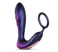 Hueman Black Hole Vibromasseur Anal avec Cockring - Vibromasseur Anal avec Télécommande Sans Fil - Stimulation de la Prostate - Érection plus Dure et plus Longue - Longueur Insérable 11,00 cm - Violet