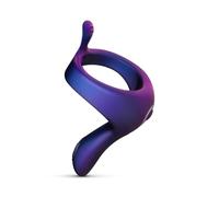 Hueman - Cockring vibrant avec bras de stimulation - Bleu