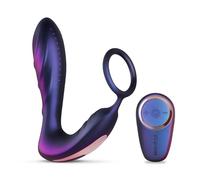 Hueman Black Hole Vibromasseur Anal avec Cockring - Vibromasseur Anal avec Télécommande Sans Fil - Stimulation de la Prostate - Érection plus Dure et plus Longue - Longueur Insérable 11,00 cm - Violet