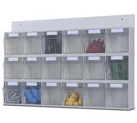 Hünersdorff 461118 MultiStore Ensemble mural 18 tiroirs, Transparent/gris Clair