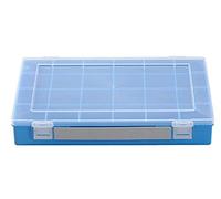 hünersdorff Boîte de rangement PP Classic avec 24 compartiments | Boîte de rangement stable pour vis et autres petites pièces | Compartiments fixes | 22,5 x 33,5 x 5,5 cm, bleu