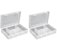 hünersdorff Boîte de rangement PP-Eco Mini avec 5 compartiments | Boîte de rangement stable pour vis et autres petites pièces | Compartiments solides | Transparent (Lot de 2)