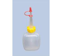 hünersdorff Bouteille compressible ovale de 50 ml en polyéthylène basse densité - Convient pour un dosage particulièrement fin - Avec écrou de raccordement stable et bouchon anti-goutte - Pour cuisine, laboratoire ou passe-temps - Transparent