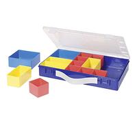 hünersdorff GmbH Boîte à assortiment PP PREMIUM, 14 casier de compartimentage avec poignée de transport, bleu, 225x335x55 mm
