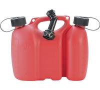 hünersdorff PROFI Double bidon / bidon combiné pour carburant et huile avec sécurité enfant et tuyau d'écoulement, 3 + 1,5 litres, rouge, homologation UN, Germany
