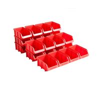 Hünersdorff Set 24 tiroirs de rangement empilables, Boîtes de rangement, Rangement d'outils, haute stabilité dimensionnelle et capacité de charge, en polypropylène (PP), taille 2, rouge