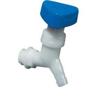 hünersdorff Vanne d'équerre - Robinet de fût coudé avec filetage de 22 mm de large - raccord de 13 mm ou 1/2 », résistant aux acides, alcalis et autres produits chimiques - naturel/bleu