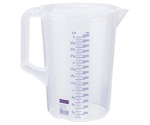 hünersdorff verre doseur 3l | polypropylène (PP) | incassable et lavable au lave-vaisselle | avec poignée | transparent avec graduation bleue | verre mesureur 3000 ml