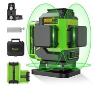 Huepar 12 Lignes 3D Croix Verte Niveau Laser Outil d'Auto-Nivellement Horizontal&Vertical Base de Levage 2 Batterie Li-ion-LS03DG