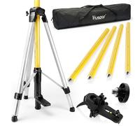 Huepar 3,7m/12ft Pôle de Montage Pour Laser Rotatif et Niveau Laser, Perche télescopique réglable avec Trépied, Support Réglable avec Filetage Mâle 1/4"-20 et Adaptateur Fileté 5/8"-11 - LP36