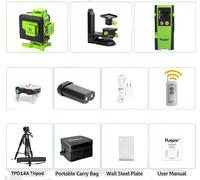 Huepar 904DG Niveau laser, 16 lignes rayon vert, auto-nivelant, accessoires complets