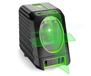 Huepar BOX-1G Niveau Laser Croix Vert, Commutable Ligne Laser Auto-nivellement avec Mode Pulsé Extérieur, H130°/ V150°Angle de couverture, Distance de Travail 25m, Base Magnétique Incluse