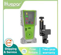 Huepar LR-8RG Détecteur laser pour niveau laser, récepteur laser numérique pour faisceau vert et rouge Double face LED Double lampe Buzzer 90 dB Or