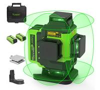 Huepar LS04CG Niveau laser en croix 4D, faisceau vert, 16 lignes, 2 x 360 ° horizontales et 2 x 360 ° verticales, auto-nivelant, 2 batteries Li-ion, étui de transport rigide