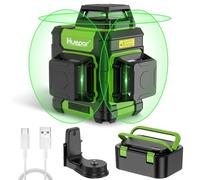 Huepar Niveau Laser Vert 3×360° Auto-nivelant avec Batterie Li-ion Rechargeable, 30-60m Laser à Lignes Croisées avec Mode Impulsion, Base Magnétique - Précision Pro pour Chantier & Bricolage