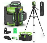 Huepar Niveau Laser Vert 3×360°avec 127m Trépied, Auto-nivelant avec Batterie Li-ion Rechargeable, 30-60m Laser à Lignes Croisées avec Mode Impulsion, Base Magnétique - pour Chantier & Bricolage