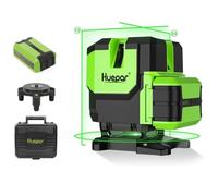 Huepar Niveau Laser Vert 6 Lignes Auto-Nivelant 2 Ligne Verticale et Horizontale 360°1 Point d'Aplomb Étui Rigide Batterie Li-ion
