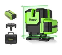 Huepar Niveau Laser Vert Croisé 360°Ligne Horizontale&Verticale&Point d'Aplomb Batterie Li-ion Auto-Nivelante Port de Charge Type C
