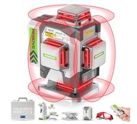 Huepar Pro niveau laser à auto-nivellement 360 Laser Chantier 4D Rouge haute précision avec batterie lithium-ion rechargeable de 8000 mAh, support multifonctionnel et étui rigide ZK04CR
