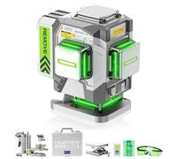 Huepar Pro niveau laser à auto-nivellement à 360° professionnel pour pose de carreaux niveau laser vert à 12 lignes avec batterie lithium-ion de 8000 mAh support multifonctionnel et étui rigide ZK03DG