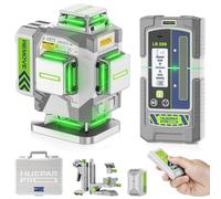 Huepar Pro Niveau Laser Exterieur 360 Autonivelant avec Récepteur- Lazer Niveaux Vert Rechargeable Laser Chantier, Livré Avec un Support de Réglage Fin un chargeur et une facile a transporter