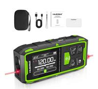 Huepar Télémètre à Double Tête 120m,avec LCD Rétroéclairé | Avec Fonction de Mesure Continue,Mesure de Distance, Surface et Volume et Mode Pythagoricien