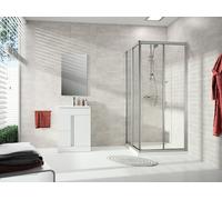 HÜPPE Alpha 2 Accès d'angle à porte coulissante, 2 éléments, 4 coins, cadre complet, 700x700x1900mm, A22011087264, Cabines de douche: Couleur du profilé argent mat Verre synthétique Pacific S clair