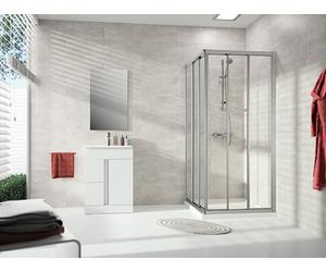 HÜPPE Alpha 2 Accès d'angle à porte coulissante, 3 éléments (1/2), 4 angles, cadre complet, 800x1900mm, A22703087264, Cabines de douche: Couleur du profilé argent mat Verre synthétique Pacific S clair