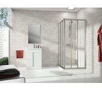 HÜPPE Alpha 2 Accès d'angle à porte coulissante, 3 éléments, 4 coins, cadre complet, 700x700x1900mm, A22608087321, Cabines de douche: Couleur du profilé verre argenté mat ESG clair