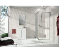 HÜPPE Alpha 2 Accès d'angle à porte coulissante, 3 éléments, 4 coins, cadre partiel, 1000x1000x1900mm, A21103087375, Cabines de douche: Profilé verre argent mat ESG Privatima avec ANTI-PLAQUE