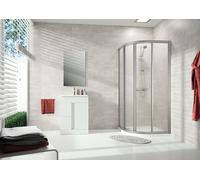 HÜPPE Alpha 2 Porte coulissante, 1/4 de cercle, avec deux segments fixes, 1000x1000x1900mm, rayon 550mm, entièrement encadrée, A22506087321, Cabines de douche: Couleur du profilé verre argenté mat ESG