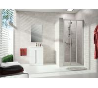 HÜPPE Alpha 2 Porte coulissante, 2 éléments, avec segment fixe, 980x2000mm, cadre partiel, A20318087373, Cabines de douche: Profil en verre argenté mat ESG Privatima
