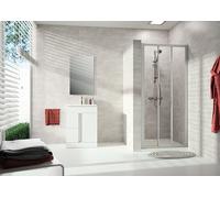 HÜPPE Alpha 2 Porte coulissante, 3 éléments, tous les segments mobiles, 900x1900mm, entièrement encadrée, A24302087322, Cabines de douche: Verre profilé argenté mat ESG clair avec ANTI-PLAQUE