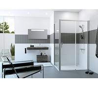HÜPPE Classics 2 EasyEntry Paroi latérale à 4 angles pour porte coulissante, largeur:75cm, hauteur:200cm, fixation à gauche & à droite, C25402087375, Cabines de douche: Profilé verre argent mat ESG Pr
