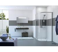HÜPPE Classics 2 EasyEntry Porte coulissante 1/4 de cercle, largeur:100 cm, hauteur:200cm, rayon:50cm, fixation à gauche & à droite, C25503087375, Cabines de douche: Profilé verre argent mat ESG Priva