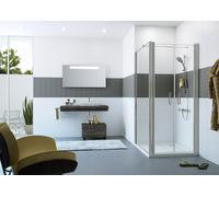 HÜPPE Classics 2 panneau latéral pour porte battante Largeur : 80cm arrêt à gauche et à droite, C23903087373, Cabines de douche: Profil en verre argenté mat ESG Privatima