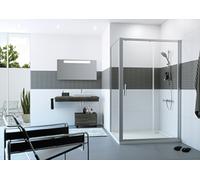 HÜPPE Classics 2 Paroi latérale à 4 angles pour porte coulissante, largeur:80cm, hauteur:200cm, fixation à gauche et à droite, C20510069321, Cabines de douche: Couleur du profilé verre brillant argent