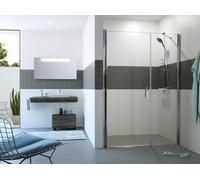 HÜPPE Classics 2 Porte battante à 4 angles avec partie annexe en niche, largeur:90cm, hauteur:190cm, charnières à gauche & à droite, C24701087322, Cabines de douche: Verre profilé argenté mat ESG clai