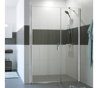 HÃPPE Classics 2 Porte battante Ã 4 angles avec partie annexe en niche, largeur:90cm, hauteur:190cm, charniÃšres Ã gauche & Ã droite, C24701, Cabines de douche: Verre profilÃ© argentÃ© mat ESG clair avec ANTI-PLAQUE - C24701087322
