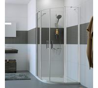 Hüppe Classics 2 1/4 cercle Porte battante avec segments fixes à 2 vantaux (1/2), Rayon:55 cm Largeur:90cm, Hauteur:190cm, Fixation à gauche & à droite, C24008, Cabines de douche: Couleur du profilé verre argenté mat ESG clair