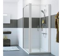 HÜPPE Classics 2 porte battante pour paroi latérale Largeur : 90cm arrêt à gauche et à droite, Cabines de douche: Couleur du profilé verre argenté mat ESG clair