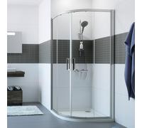 HÜPPE Classics 2 quart de cercle Porte coulissante, Rayon : 50cm, Largeur:90cm, Hauteur:200cm, Fixation gauche & droite, C20612069321, Cabines de douche: Couleur du profilé verre brillant argent brill