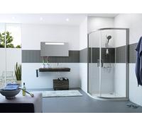 HÜPPE Classics 2 quart de cercle Porte coulissante, Rayon:50 cm, Largeur:g/d 80/100cm, Hauteur:200cm, Fixation g. & d., C20616087375, Cabines de douche: Profilé verre argent mat ESG Privatima avec ANT