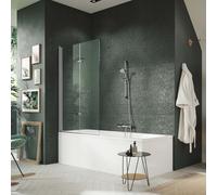 Pare-baignoire HÜPPE Design pure, porte pliante battante, fixation à gauche, largeur 1000mm, hauteur 1500mm, 8P2301092321, Cabines de douche: Profil couleur chrome brillant verre ESG clair
