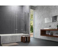 HÜPPE Design pure Pare-bain, 3 éléments, fixation à droite, fabrication sur mesure, largeur 1201-1400mm, hauteur 1200-1500mm, 8P6681123341, Cabines de douche: Couleur du profilé Black Edition Verre ES