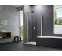 HÜPPE Design pure Paroi latérale mobile à 4 angles pour porte basculante, largeur:75cm hauteur:200cm, fixation gauche & droite, 8P7707123380, Cabines de douche: Couleur du profilé Verre noir Edition v